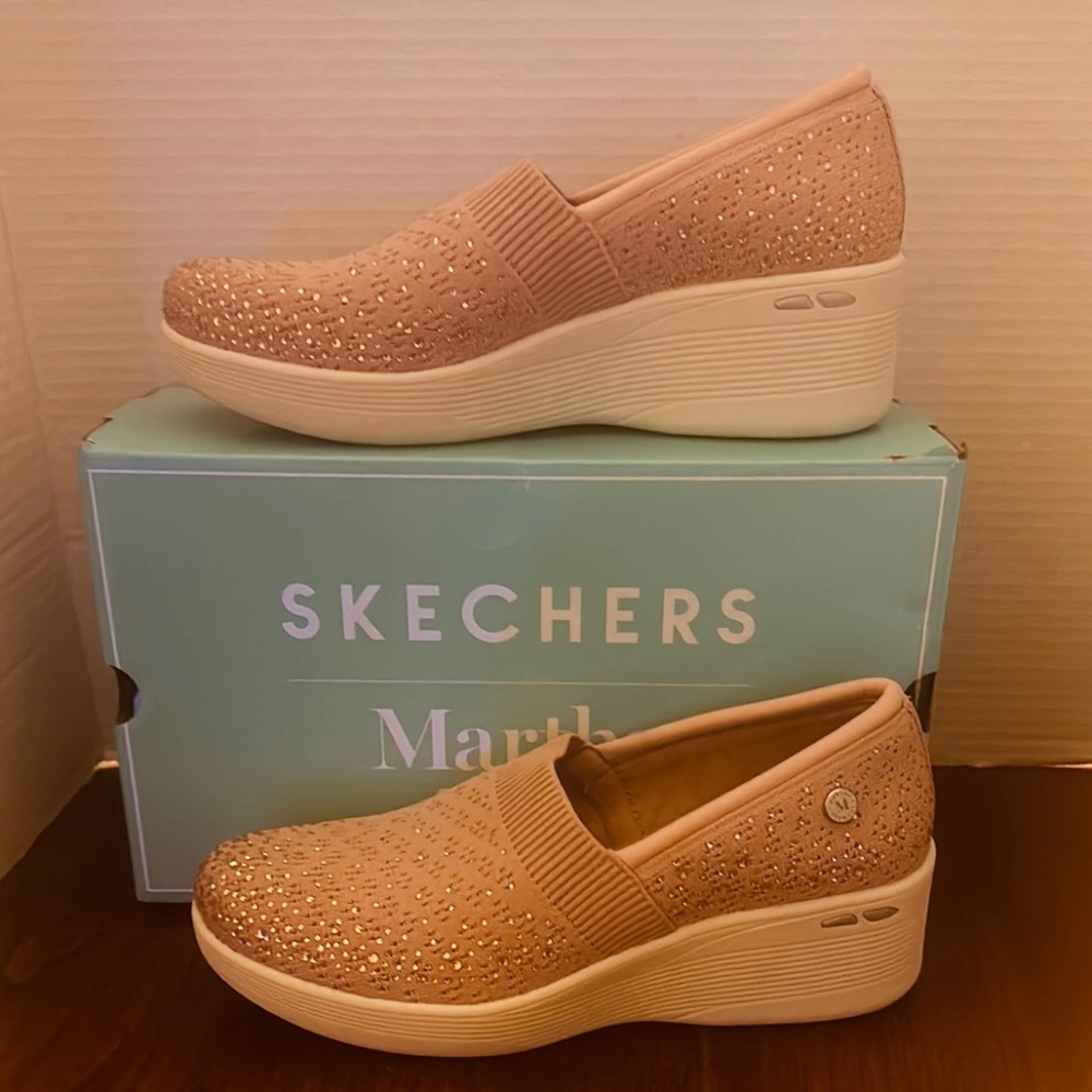 Martha Stewart Skechers Pier-Lite Vegan Sparkle Slip-Ons-Reflections-Pre-Owned